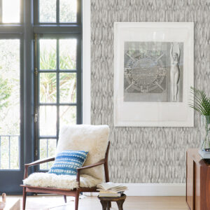 Kintana Silver Abstract Trellis Wallpaper
