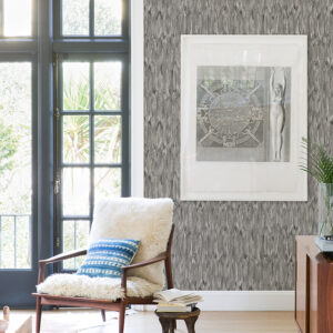 Kintana Pewter Abstract Trellis Wallpaper