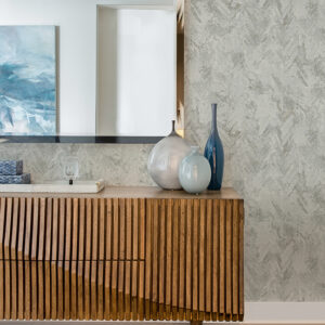 Amesemi Light Grey Distressed Herringbone Wallpaper