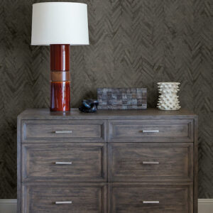 Amesemi Dark Grey Distressed Herringbone Wallpaper