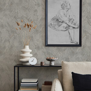Amesemi Grey Distressed Herringbone Wallpaper