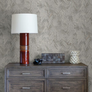 Amesemi Grey Distressed Herringbone Wallpaper