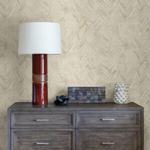 Amesemi Cream Distressed Herringbone Wallpaper