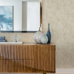 Amesemi Cream Distressed Herringbone Wallpaper
