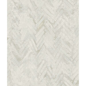 Amesemi Off-White Distressed Herringbone Wallpaper