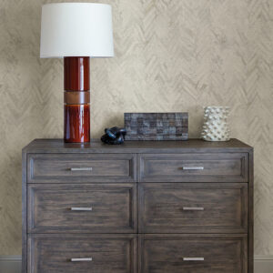 Amesemi Off-White Distressed Herringbone Wallpaper