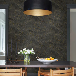 Meness Black Metallic Marbling Wallpaper
