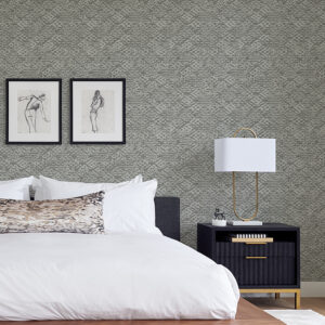 Helene Pewter Glitter Geometric Wallpaper