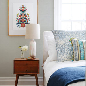 Agave Light Blue Faux Grasscloth Wallpaper