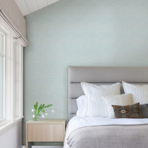 Agave Sky Blue Faux Grasscloth Wallpaper