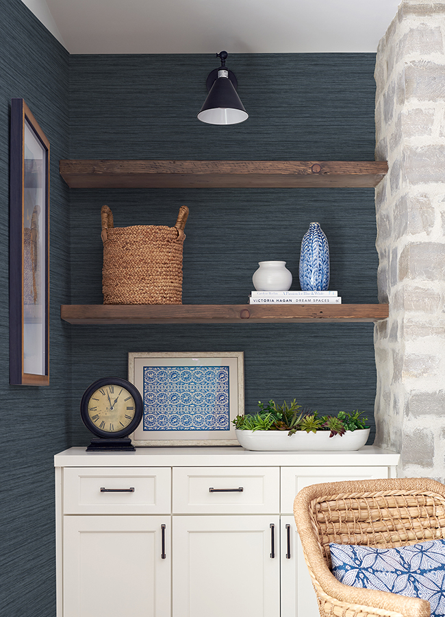 Barnaby Indigo Texture Wallpaper - Image 2