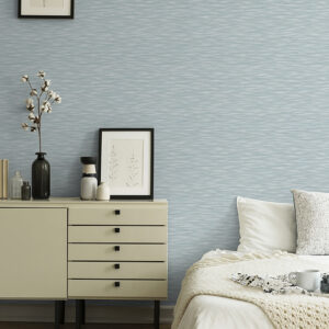 Benson Light Blue Faux Fabric Wallpaper