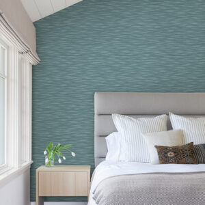 Benson Dark Blue Faux Fabric Wallpaper