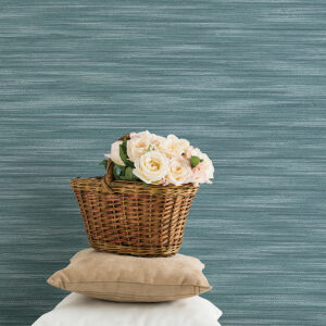 Benson Dark Blue Faux Fabric Wallpaper