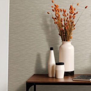 Benson Light Grey Faux Fabric Wallpaper