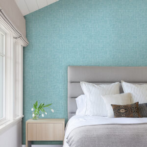 Emerson Aqua Linen Wallpaper