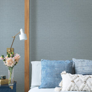 Agave Slate Faux Grasscloth Wallpaper