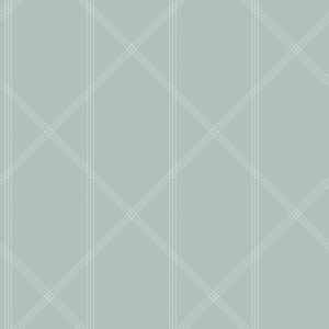 Walcott Seafoam Stitched Trellis Wallpaper