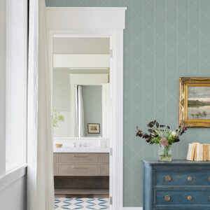 Walcott Seafoam Stitched Trellis Wallpaper