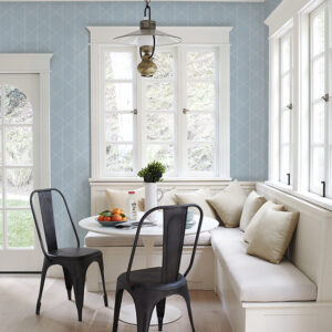 Walcott Light Blue Stitched Trellis Wallpaper