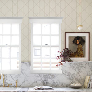 Walcott Cream Stitched Trellis Wallpaper