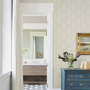 Walcott Cream Stitched Trellis Wallpaper