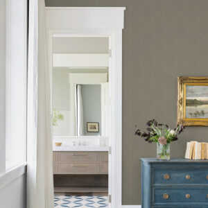 Walcott Light Grey Stitched Trellis Wallpaper