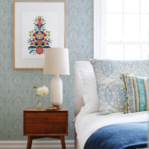 Fernback Blue Ornate Botanical Wallpaper