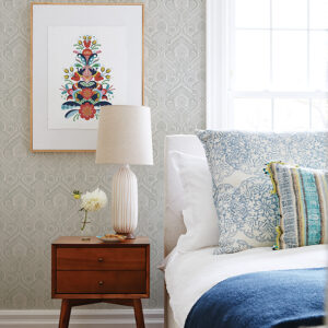 Fernback Grey Ornate Botanical Wallpaper