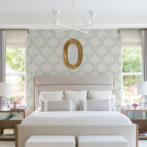 Zaria Light Blue Topiary Wallpaper