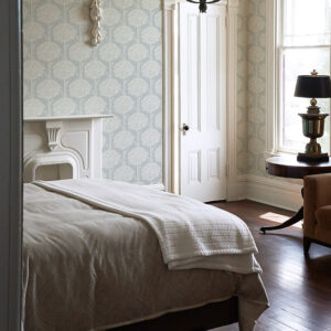 Zaria Light Blue Topiary Wallpaper