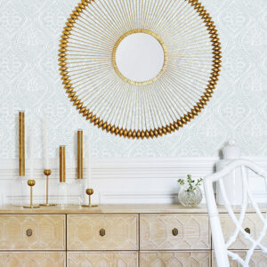 Scout Light Blue Floral Ogee Wallpaper