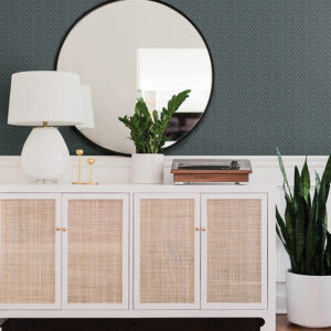 Glynn Teal Chevron Wallpaper