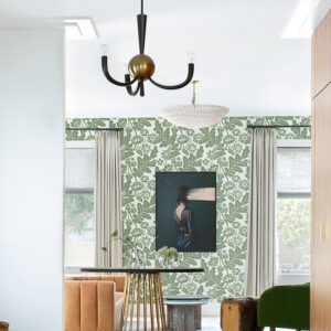 Augusta Seafoam Flock Damask Wallpaper