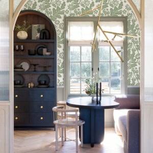 Augusta Seafoam Flock Damask Wallpaper