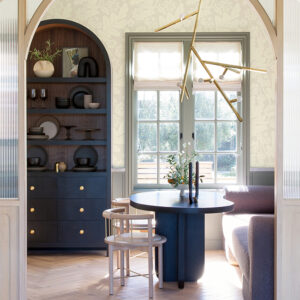 Augusta White Flock Damask Wallpaper