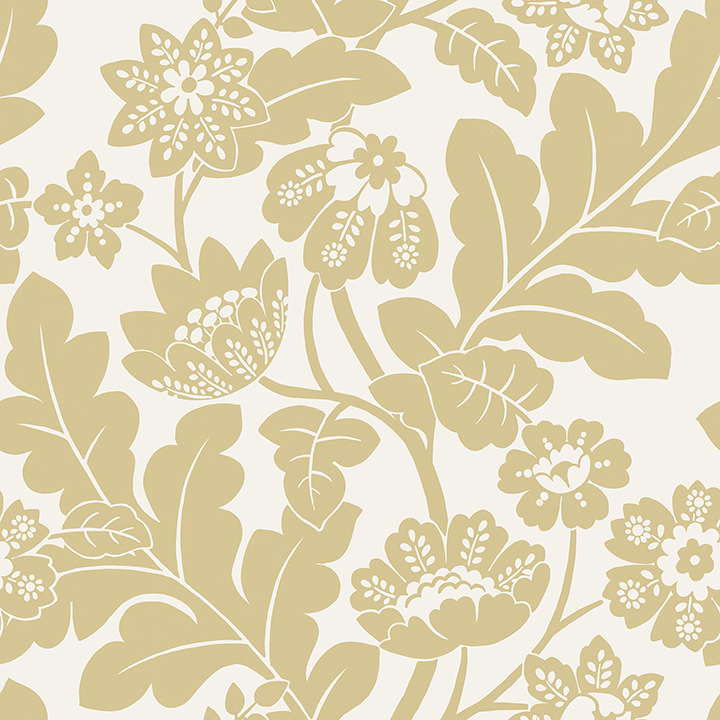 Augusta Butter Flock Damask Wallpaper