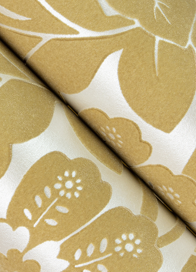 Augusta Butter Flock Damask Wallpaper - Image 3