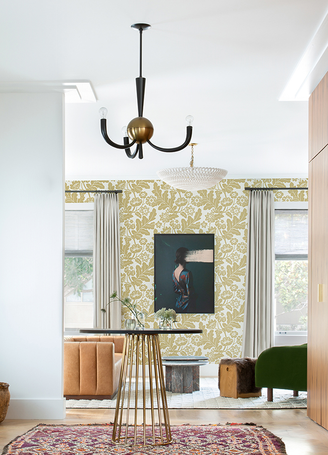 Augusta Butter Flock Damask Wallpaper - Image 2