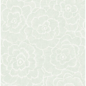 0086854 periwinkle light green textured floral wallpaper