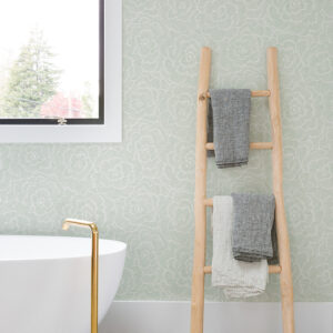 Periwinkle Light Green Textured Floral Wallpaper