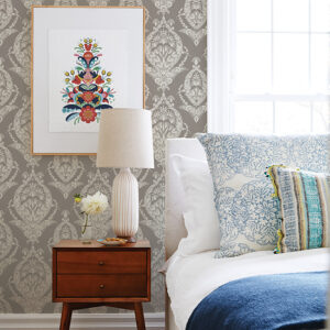 Arlie Grey Botanical Damask Wallpaper