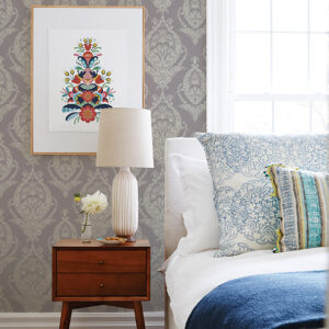 Arlie Lavender Botanical Damask Wallpaper