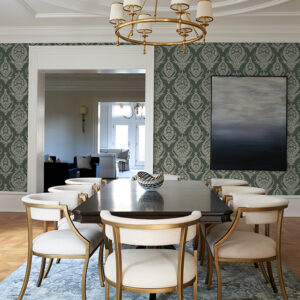 Arlie Evergreen Botanical Damask Wallpaper