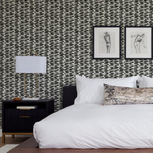 Myrtle Black Abstract Stripe Wallpaper