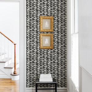 Myrtle Black Abstract Stripe Wallpaper
