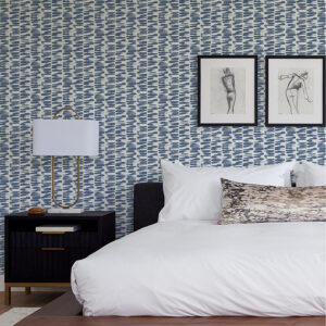 Myrtle Indigo Abstract Stripe Wallpaper