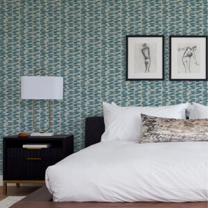 Myrtle Sea Green Abstract Stripe Wallpaper