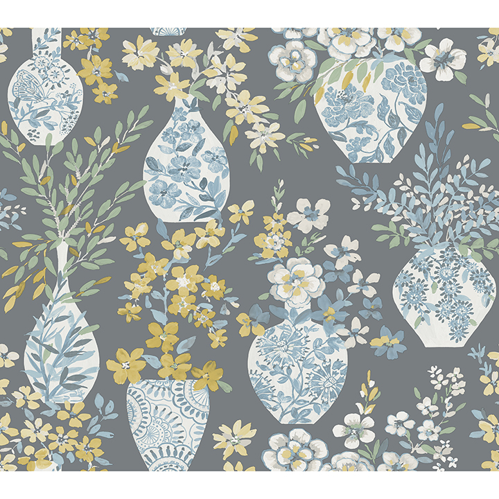 0087039 harper grey floral vase wallpaper
