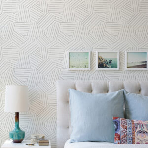 Helene Pewter Geometric Lines Wallpaper